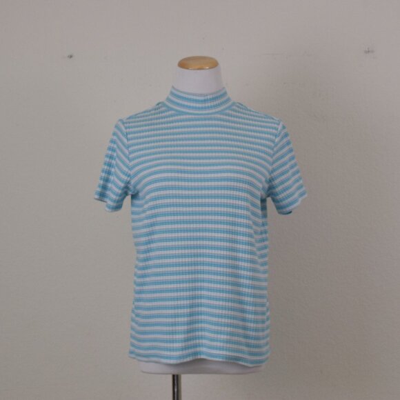 Vintage 90s Pullover Mockneck Striped Shirt size MED - Picture 4 of 10